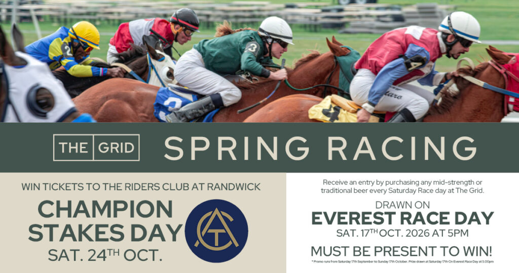 Spring Racing at The Grid inside Penrith RSL. WIN Tickets to the Riders Club at Randwick! CHAMPION STAKES DAY – SATURDAY 24TH OCTOBER 2026