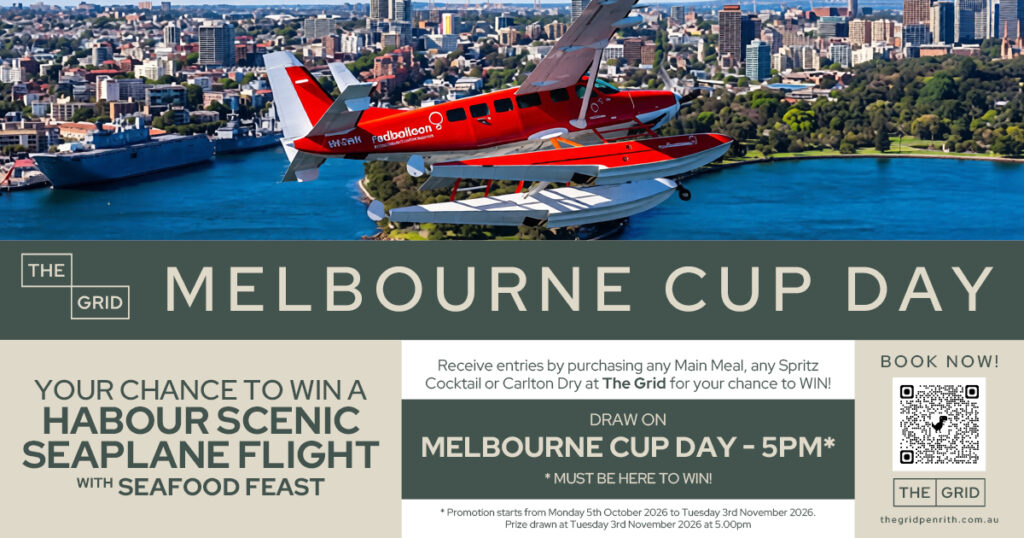 Win A Harbour Scenic Seaplane Flight! Receive entries by purchasing any Main Meal. Spritz Cocktail or Carlton Dry at The Grid to win!